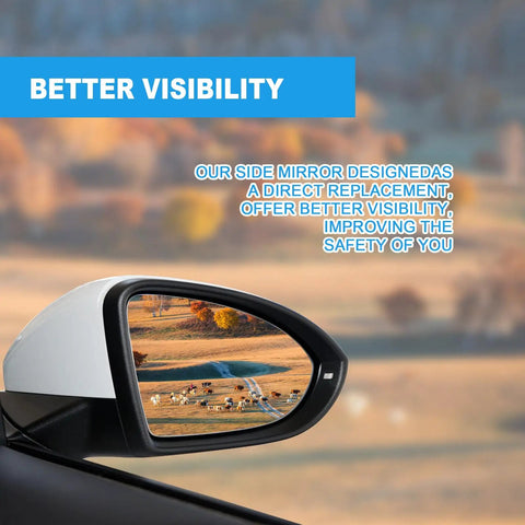 Passenger Right Side Heated Mirror Glass for Volkswagen Golf Mk7 2015 2021 GTI R SportWagen Alltrack Jetta Replacement with clear reflection