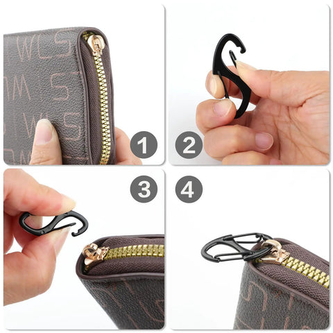 Installation of Anti Theft Zipper Pull Clips 20 Pack For Backpacks Luggage Handbags And Purses With Lobster Style Carabiner