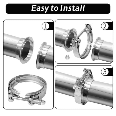 Installation steps for 5 Inch Stainless Steel 304 V Band Clamp For Exhaust Flanges, Durable Bolt Style V Band Clamp With Corrosion Resistant Design