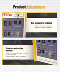 Control panel of Pro Grade 800W 110V Portable EDM Tap Burner Remover with one-key operation, showing start/stop buttons and current adjustment.