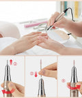 TopShelf Electric Nail Drill Machine With Touch Screen And Lcd Display For Acrylic And Gel Sanding Smooth Ride For Salon Or Home Manicure Sessions Compact Build In Pink in use with manicure tools.