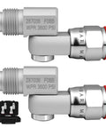Two Pack Seven Eighths Inch Airless Paint Spray Gun Swivel Joint 3600 PSI Max, 180 Degree Swivel For Angled Spraying, Heavy Duty Aluminum Alloy, Fits Most Airless Guns And Extensions. Two-pack silver swivel joints with case