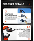 Heavy Duty Telehandler Telescopic Reach Forklift With Enclosed Cab All Terrain High Capacity Lifter Built Like A Tank For Farm Warehouse Construction And Outdoors Material Handling Workhorse configuration tools and automatic fork leveling details.