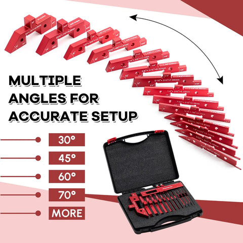 15 Piece Router Table Setup Block Set With 0.002 Inch Aluminum Height Gauge And Sliding Ruler for 30°, 45°, 60°, 70° setup