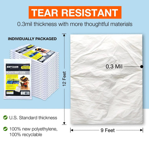 Clear Plastic Drop Cloths 10 Pack 9x12 Ft Tarp For Painting Protect Furniture Floors Sofas And Surfaces Mess Free Disposable Plastic Sheeting