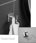 Hardwearing Stainless Bathroom Hardware Set With 24 Inch Towel Bar Two Towel Hooks Toilet Paper Holder And Hand Towel Rail In Brushed Nickel Finish Rust Resistant SUS304 Bath Accessories For A Sleek Modern Bathroom Upgrade Easy Install No Fuss - square towel hook on tiled wall with screw set