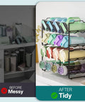 Stackable Metal Water Bottle Organizer 4 Tier Rack For 20 30 40 Oz Tumblers From Yeti And Stanley Fits Cup Accessories in use