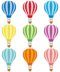 45 Piece Colorful Hot Air Balloon Cutouts For Bulletin Boards And Classroom Decor, 9 Styles With Easy Glue Dots, Great For Name Tags