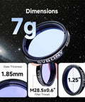 1.25 Inch Moon Filter For Telescopes, Crystal Clear Lunar And Planetary Viewing, Boosts Contrast, Cuts Glare, Lightweight 7g