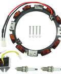 Straight Swap Alternator Stator Dual Circuit With Built In Voltage Regulator And Spark Plug Compatible With Briggs And Stratton Mowers 10 16 Amp Heavy Duty Bolt On Setup.