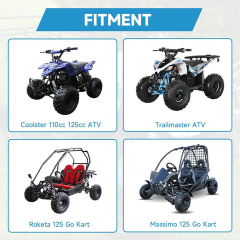 Various ATVs and go-karts compatible with Go Kart Tire With Rim 16x8-7 Replacement For Coolster 110cc 125cc 150cc.