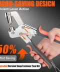 Hand holding Heavy Duty Snap Fastener Tool Kit With Case Must Have Pro Grade 80 Sets Stainless Steel Snaps Replacement Kit