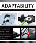 Badass Waterproof EV Charger Cover With Dual Magnetic Strips For Sun And Rain Defense Universal Fit For All Electric Cars, shown on square and round ports.