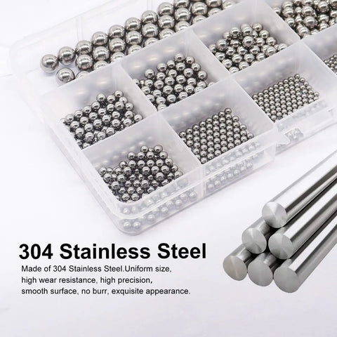 550 Piece Stainless Steel Precision Bearing Balls Kit With 11 Sizes From 0.5mm To 5.5mm For Bike Bearings And DIY Repair Projects A Handy Gearhead Ball Set For Small Mechanical Jobs. 304 stainless steel bearing balls in sorted plastic tray