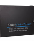 Heavy Duty Access Control Power Supply Box Pumping Out Steady 12Vdc Current For Wiegand Boards And Delivering Zero Hassle Installations For Magnetic Locks And Exit Buttons, black metal enclosure.