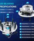Beefy 4x4 Wheel Hub Bearing Assembly 515036 With ABS Front 6 Lug Fit For GM Trucks And SUVs specifications diagram