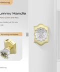 Gold Finish Single Sided Push Pull Door Handle Set 4 Pack Non Locking Heavy Duty Zinc Alloy Easy Install For Cabinets Closets And Interior Doors With Sleek Crystal Look, gold crystal knob on white door