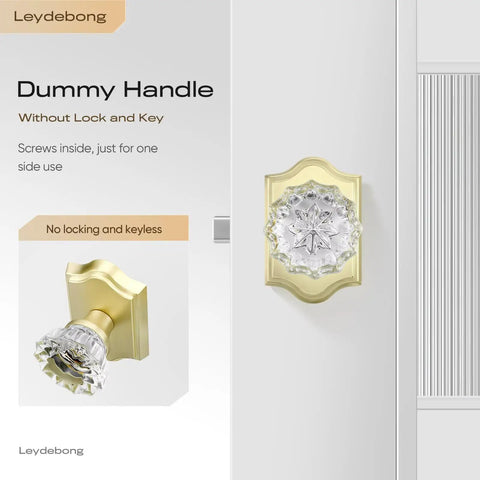 Gold Finish Single Sided Push Pull Door Handle Set 4 Pack Non Locking Heavy Duty Zinc Alloy Easy Install For Cabinets Closets And Interior Doors With Sleek Crystal Look, gold crystal knob on white door
