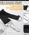 360 Degree Rotating Gym Cable Pulley With Hanging Straps And Carabiner, black 28cm D-ring strap set