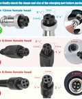 Visual guide showing 3-pin and 4-pin female charging heads for the 44 Volt 1.8 Amp Universal Charger For 36 Volt SLA Batteries.