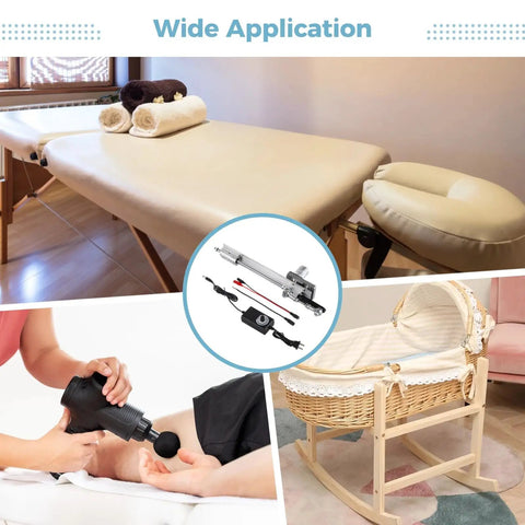 Reciprocating Linear Actuator For Quick Smooth Motion And A True Workhorse For Your DIY Projects DC 24V 120 RPM Adjustable Stroke 1.18 To 5.9 Inches Up To 40 Lbs Thrust With Power Control Adapter, used in massage table and cradle setups
