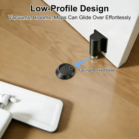 Stainless Steel Magnetic Door Stopper With Retractable Catch For Easy Open No Drill Or 3M Adhesive Install Screws Included