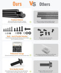 Comparison of black metric flange bolt assortment kit with nuts and washers, M6x1.0, M8x1.25, M10x1.5, 12 to 30mm lengths, 300-piece