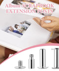 40 Pack Chicago Screws And Scrapbook Extension Posts Crafted From Hella Durable Solid Copper With Rust Proof Binding Hardware For Photo Albums, showing extension posts with a photo album.