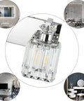 Three Light Crystal Bathroom Vanity Light In Chrome Finish with close-up of sleek lux crystal lampshades