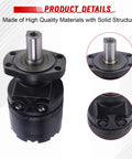 Drop-In Hydraulic Motor Assembly Replacement For White Drive Systems High Torque 660-4-0010-9 660400109 BMER-2-475-MS-G2-R-B BMER2475MSG2RB RE013948 RE013915 black hydraulic motor front view