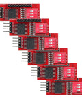 6-Piece PCF8574T I2C IO Expander Module Red Board For Arduino Ideal For Home Automation And Sensor Networks 8-Bit Bidirectional GPIO With I2C Bus 100kHz To 400kHz And Cascade Support Up To 64 IO, six red PCB modules