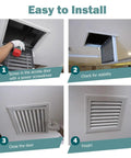 Installation steps for No Sweat 20X30 Inch Aluminum Louvered Access Panel With Integrated Filter in drywall.