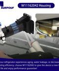 Refrigerator Filter Housing Replacement For Whirlpool Kenmore And Maytag W11162042 black plastic housing installed inside refrigerator