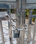 8mm Thick Hardened Steel Chain Lock With Beam Padlock 1.64 Feet Long Outdoor Security Chain on metal gate