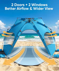 Pop Up Beach Tent Sun Shelter For 3 To 4 People, No Fuss Portable Sun Shade Canopy With Carry Bag, UPF 30+ UV Protection, Sky Blue on beach