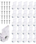 Heavy Duty Mirror Hangers With Screws Clear Plastic Wall Mount Clamps For Frameless Glass Panels And Cabinet Doors kit with clips and screws.