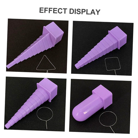4 Piece Plastic Mandrel Set for Jewelry Making Lightweight Spiral and Coil Mandrels, purple, shown in various shapes for wire wrapping.