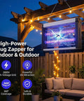 Indoor Outdoor Bug Zapper With Removable Washable Tray And Powerful Grid Trap For Flies Mosquitoes Gnats Moths And Other Flying Pests Easy Clean Insect Zapper For Home Kitchen Camping Dual Wavelength LED Attraction in outdoor patio setting.