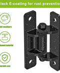 Heavy Duty Gate Hinges 2 Pack In Premium Steel With Spacer Bearings And Black Electro-Coated Finish Removable Bolts for swing doors.
