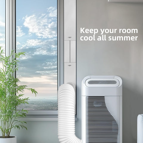 Installed Portable Air Conditioner Window Kit With Universal Seal For Sliding Or Vertical Windows Easy Install Includes 5.9 Inch Exhaust Hose