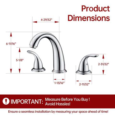Two Handle Widespread Roman Tub Faucet With Valve Chrome Finish High Flow 12.16 GPM At 60 PSI with measurements