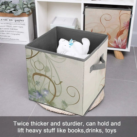 Dang Tough Heavy Duty Foldable Oxford Fabric Storage Cubes With Snazzy Floral Swirls Cover For Closet Organization Multi Purpose Tote Boxes And Home Decorating with toys inside.