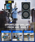 Image of the Beast Magnetic Drill Press with 1550W power, 2 inch capacity, 13900N magnetic grip, and 650 RPM stepless speed.