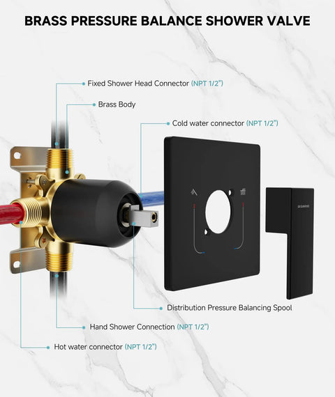 10 Inch Square Rainfall Shower System Matte Black Valve Trim Kit Made From Solid 304 Stainless Steel A Total Game Changer Knocking Your Socks Off With Luxury Spa Vibes And Hassle Free Setup For Serious Bathroom Upgrades
