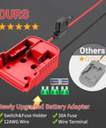 Milwaukee 18V Battery Power Wheel Adapter Kit Two Pack with switch, fuse holder, wire terminals, and 12AWG wire for RCs.