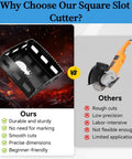Comparison of 2-Pack Upgrade Square Slot Cutter For Drywall And Single-Gang Boxes with alternative tool on fiery background