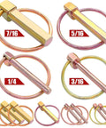 12 Pack Gold Zinc Plated Lynch Pins With Ring, Assorted 1/4, 3/16, 5/16, 7/16 Inch Quick Pins, Heavy Duty Self Locking Pins