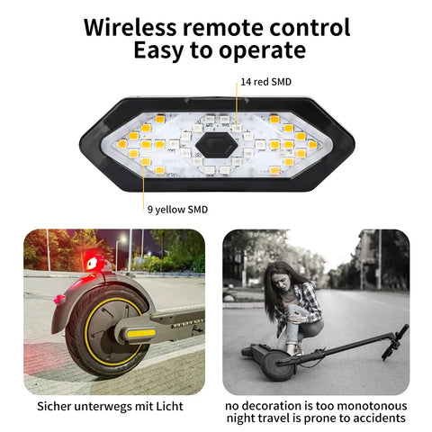 Lit Turn Signal For Electric Scooters With USB Remote, Adjustable Base, Tail Light Blinker, Easy Install, Compatible With Xiaomi M365 Pro 1S Ninebot Max G30 G30D Segway Scooters