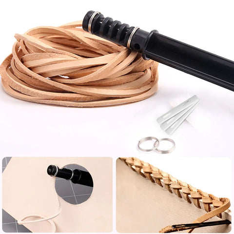 Leather Cord Knife Craft Kit With Three Replaceable Blades, DIY tool with leather strips and accessories, easy grip handle
