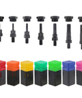 7-Piece Assorted Rivet Nut Gun Mandrels And Nose Pieces Set For Metric M3 M4 M5 M6 M8 M10 M12 Riveters, colorful cases